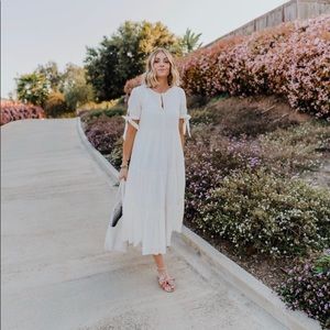 Madewell white tie sleeved maxi dress xs